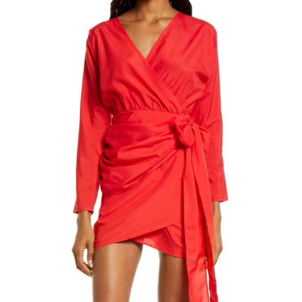 Area Stars Pia Ruched Long Sleeve Cocktail Dress